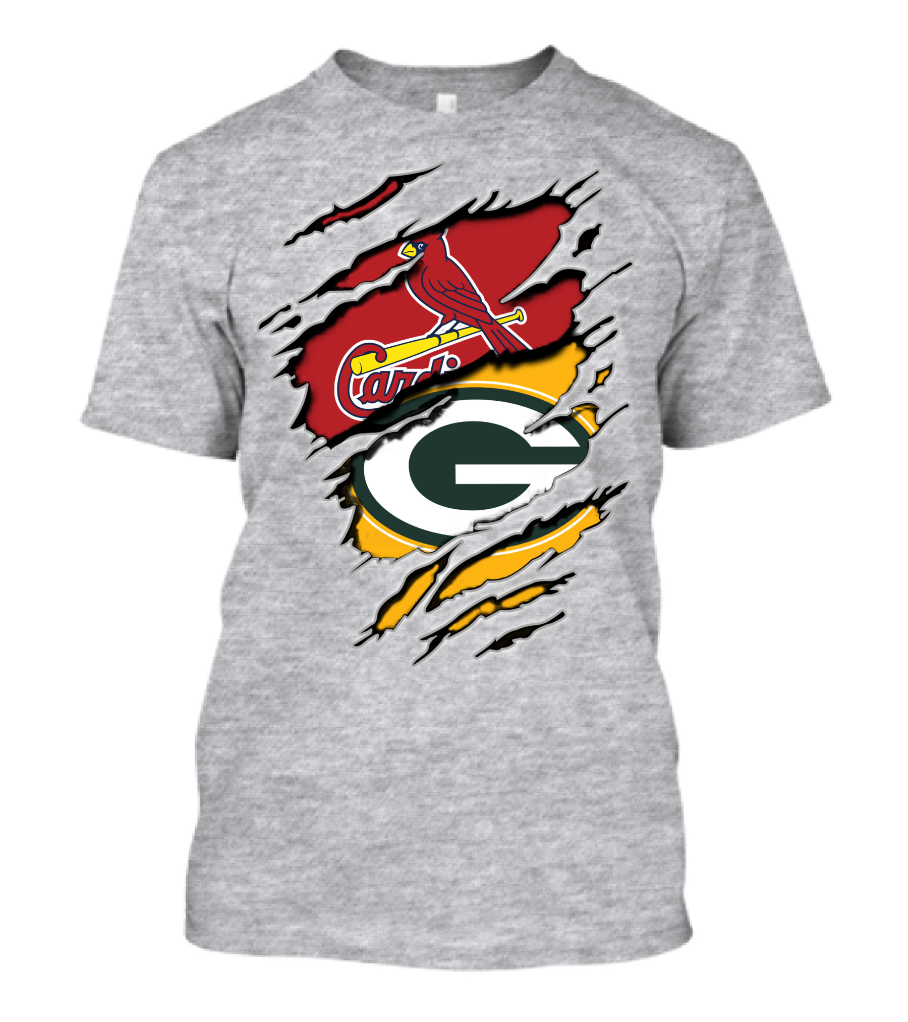 Green Bay Packers And St. Louis Cardinals Logo Fusion T-Shirt