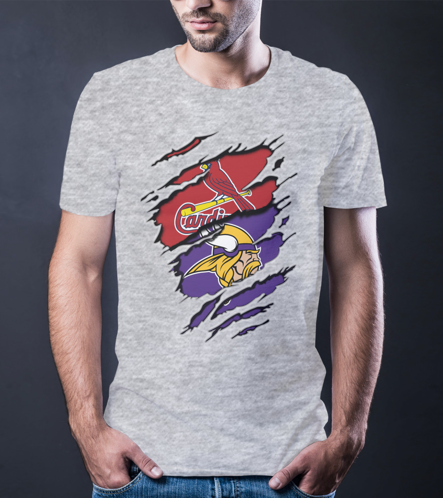 Minnesota Vikings And Arizona Cardinals Logo Crossover T-Shirt
