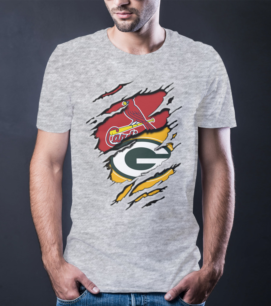 Packers Cardinals Torn Logo Mashup T-Shirt