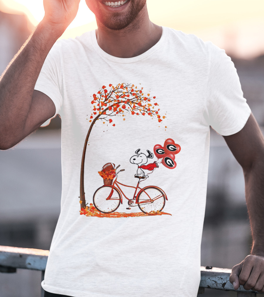 Snoopy Georgia Football Fall Bicycle Balloons T-Shirt