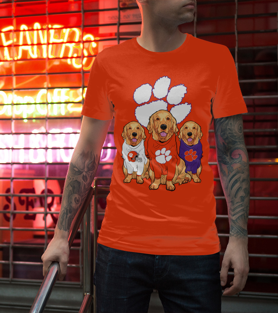 Clemson Tigers Golden Retrievers Trio T-Shirt