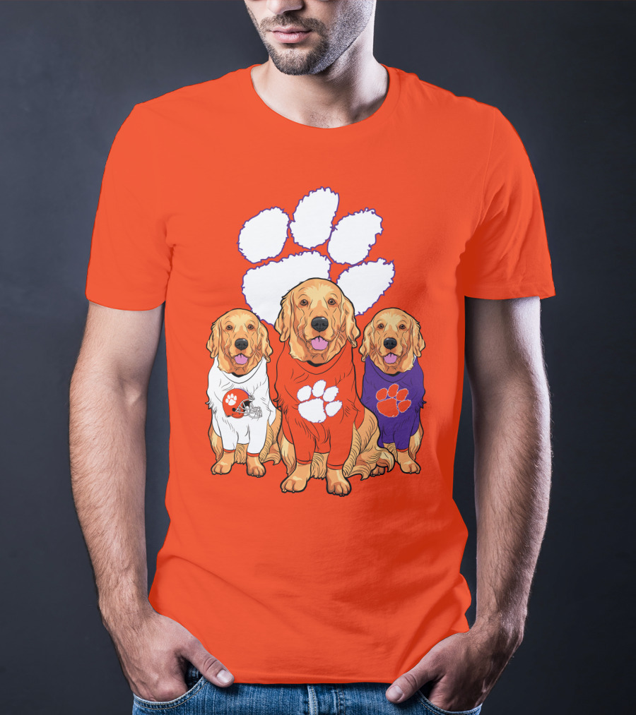 Clemson Tigers Golden Retrievers Trio T-Shirt