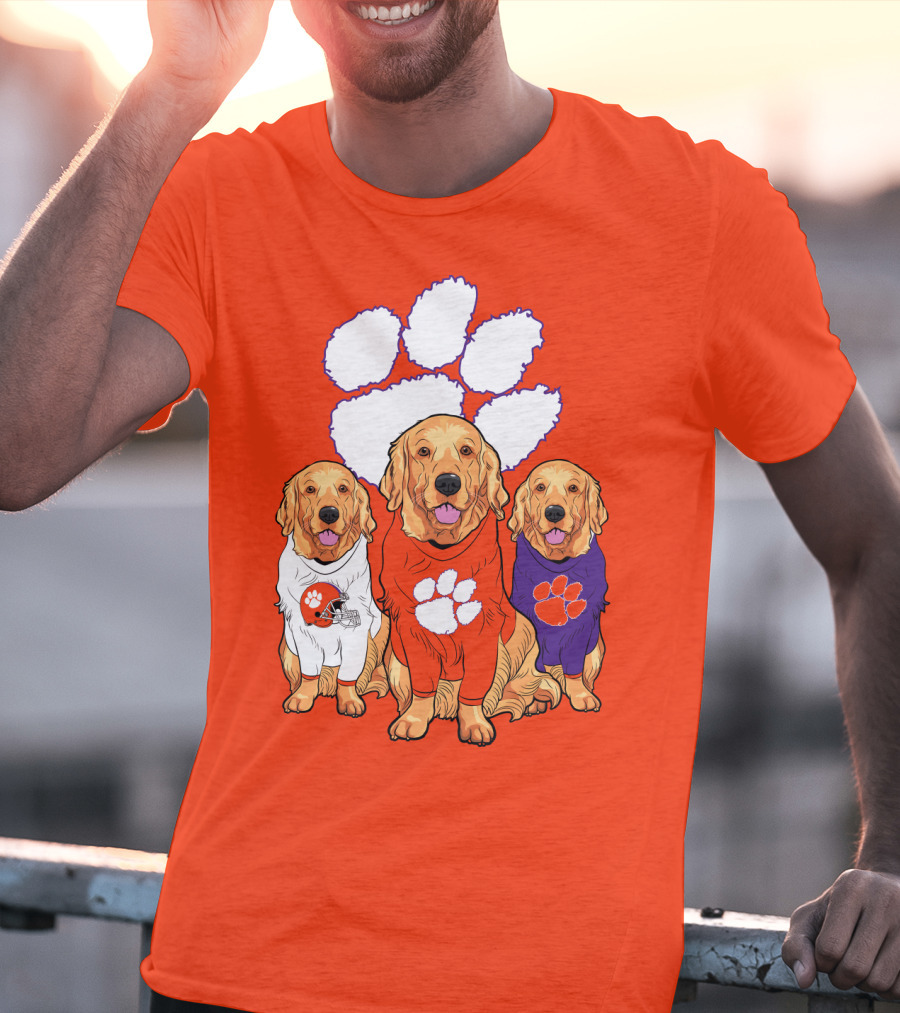 Clemson Tigers Golden Retrievers Trio T-Shirt