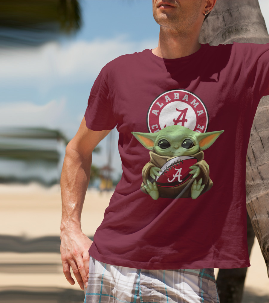 Baby Yoda Alabama Crimson Tide Football Fan T-Shirt
