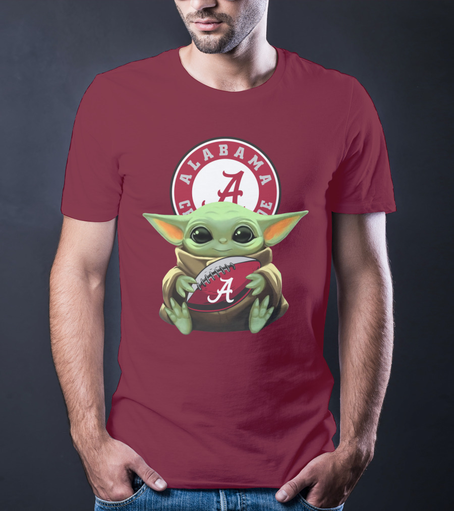 Baby Yoda Alabama Crimson Tide Football Fan T-Shirt