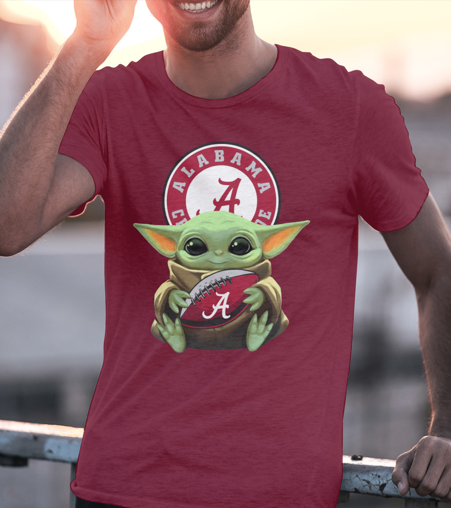 Baby Yoda Alabama Crimson Tide Football Fan T-Shirt