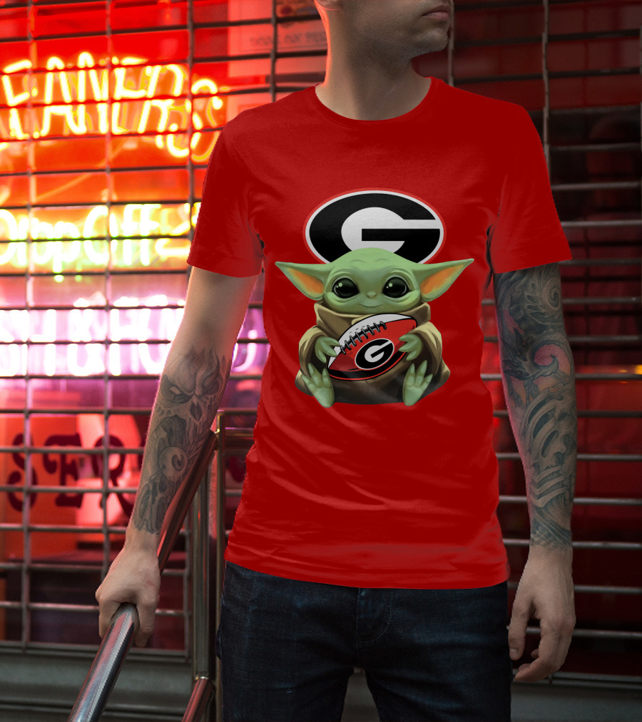 Baby Yoda Georgia Bulldogs Football Fan T-Shirt