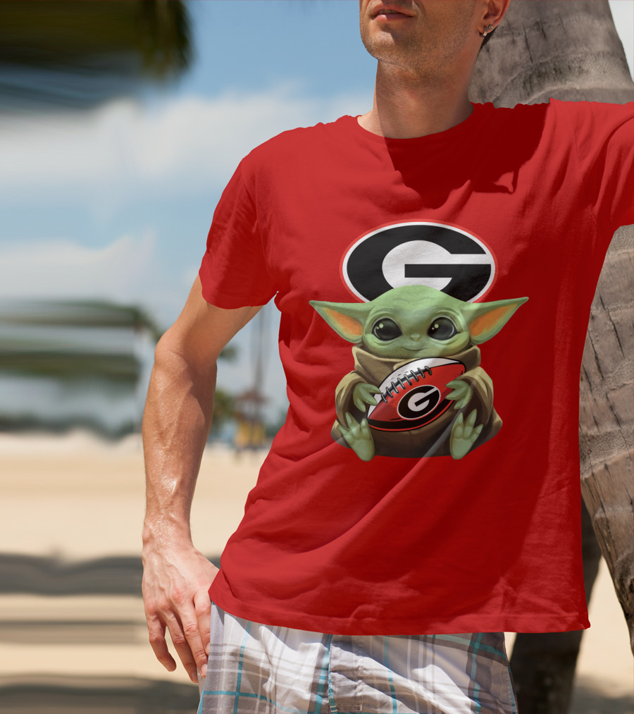 Baby Yoda Georgia Bulldogs Football Fan T-Shirt