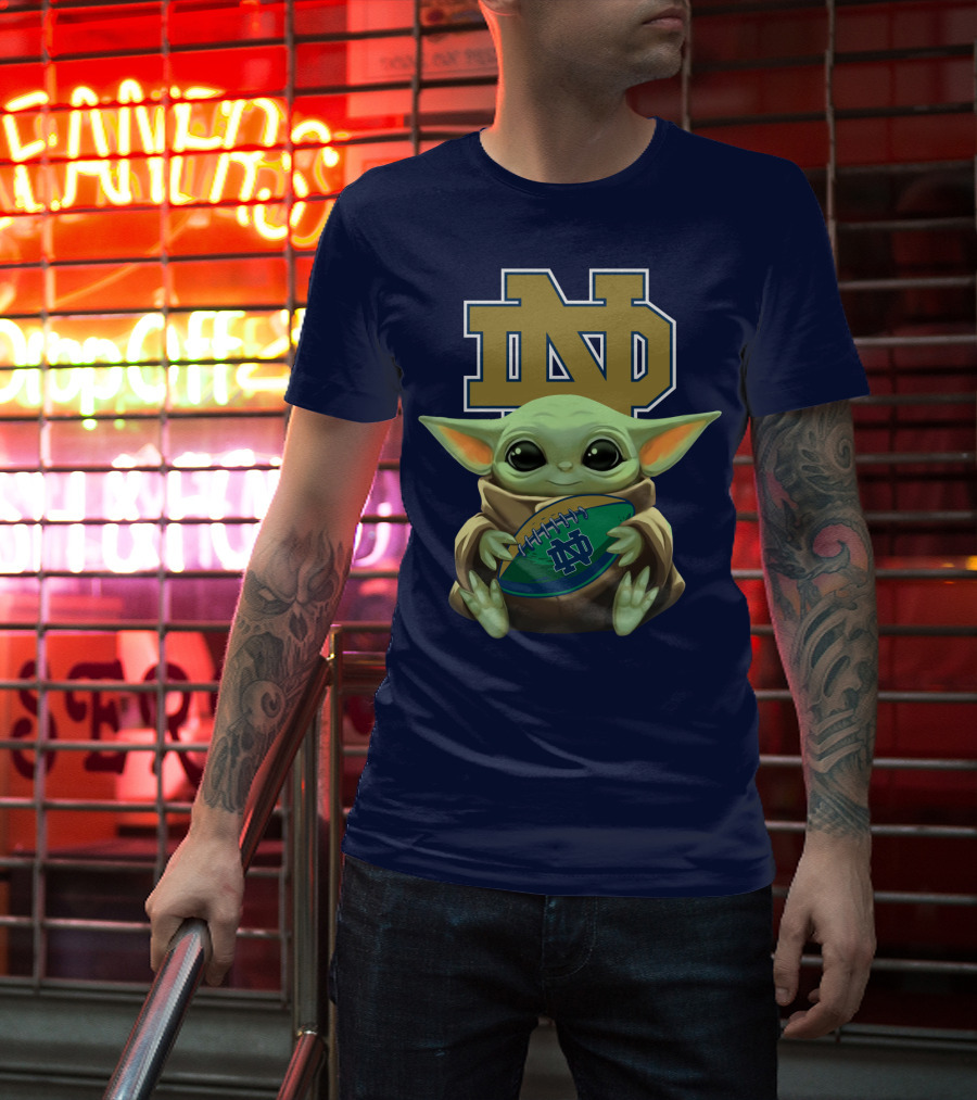 Baby Yoda Notre Dame Football Fan T-Shirt