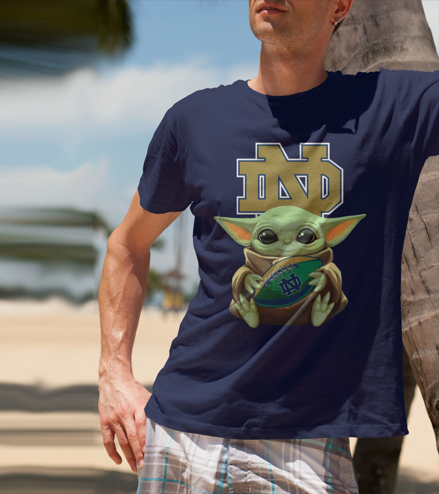 Baby Yoda Notre Dame Football Fan T-Shirt