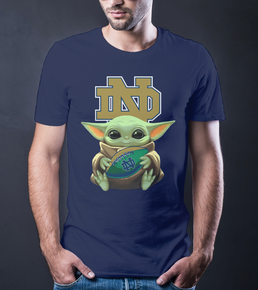 Baby Yoda Notre Dame Football Fan T-Shirt