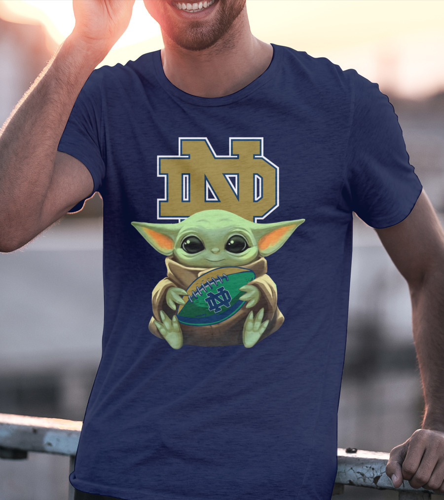 Baby Yoda Notre Dame Football Fan T-Shirt