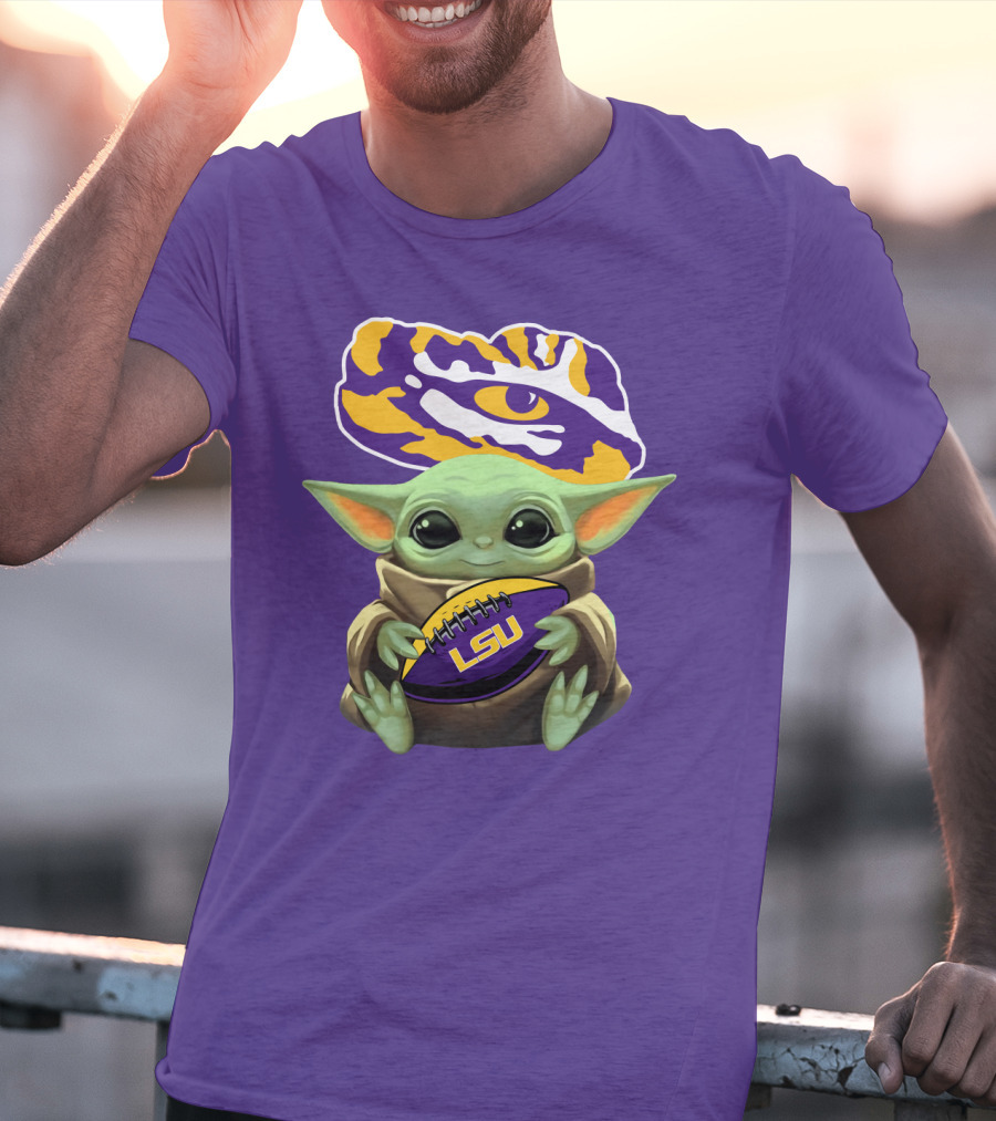 Baby Yoda Lsu Tigers Football Tiger Eye T-Shirt