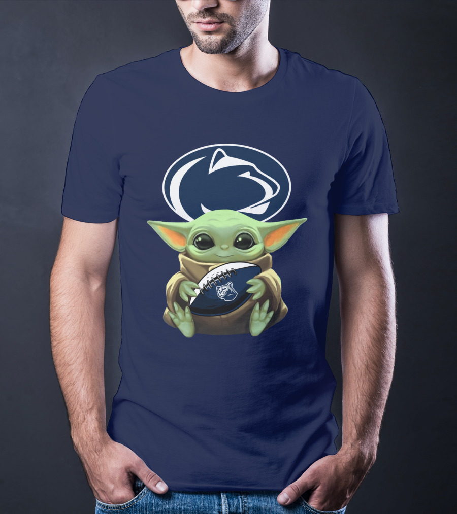Baby Yoda Nittany Lions Football Fan T-Shirt