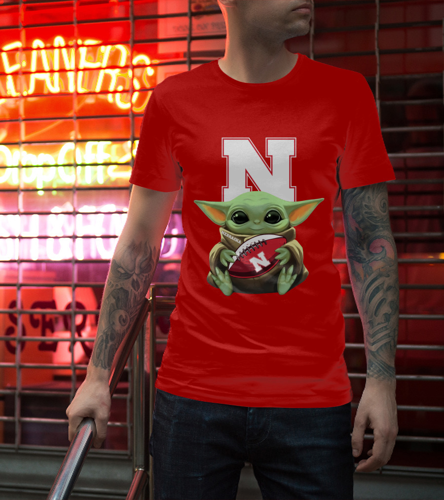 Baby Yoda Nebraska Cornhuskers Football Fan Icon With N T-Shirt