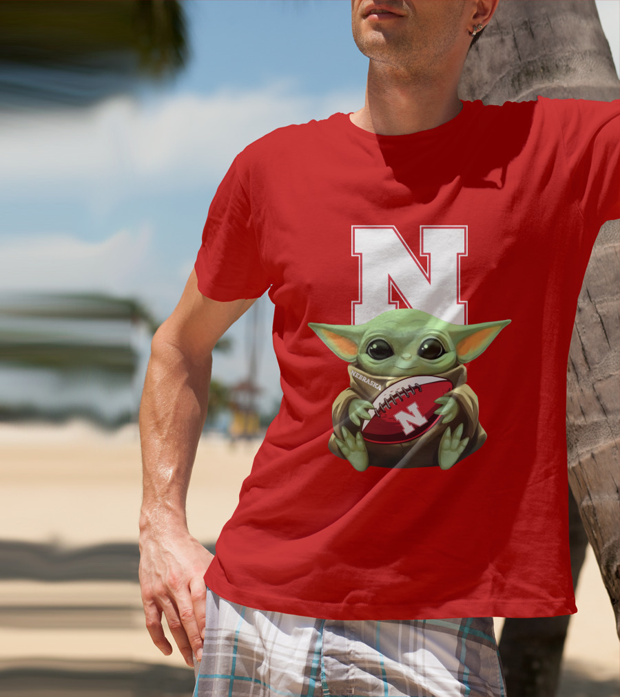 Baby Yoda Nebraska Cornhuskers Football Fan Icon With N T-Shirt