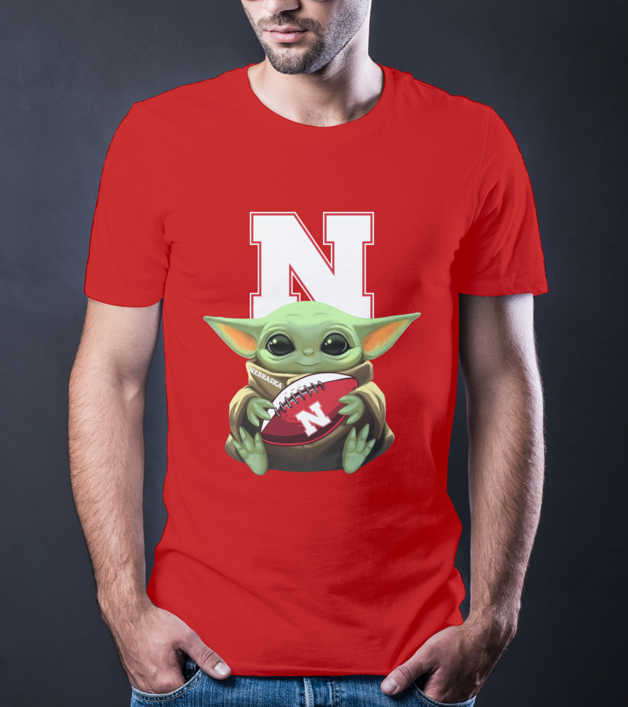 Baby Yoda Nebraska Cornhuskers Football Fan Icon With N T-Shirt