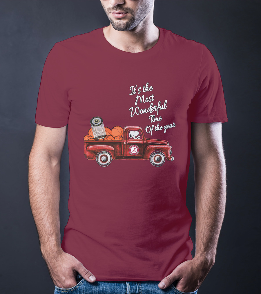 It's The Most Wonderful Time Of The Year Alabama Crimson Tide Basketball Snoopy RTJ Memorial Stadium Red Truck T-Shirt
