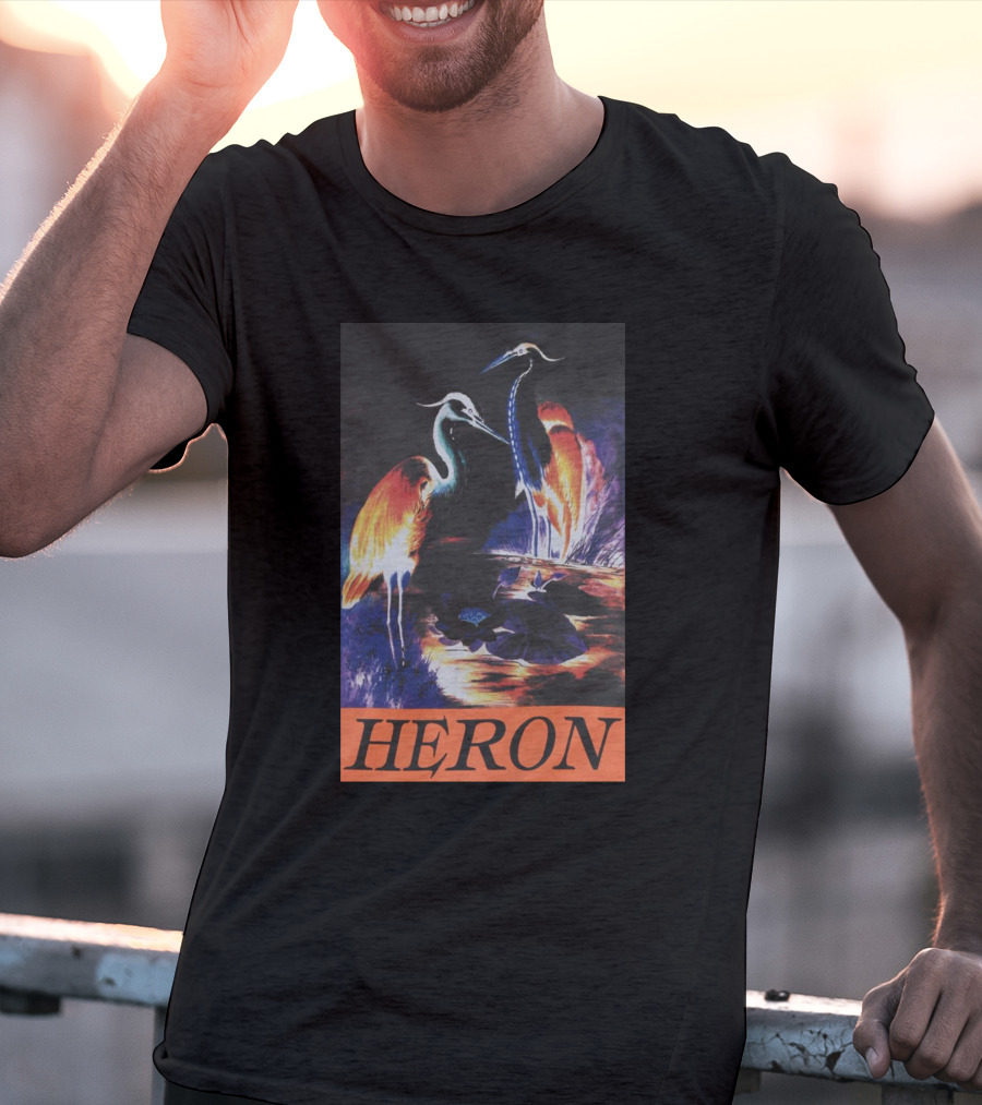 Heron Preston Vibrant Herons Wildlife Scene T-Shirt