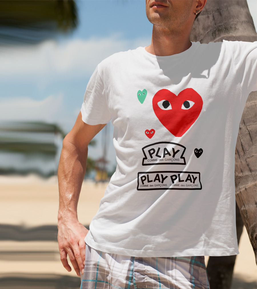 PLAY Comme Des Garçons Heart Faces T-Shirt