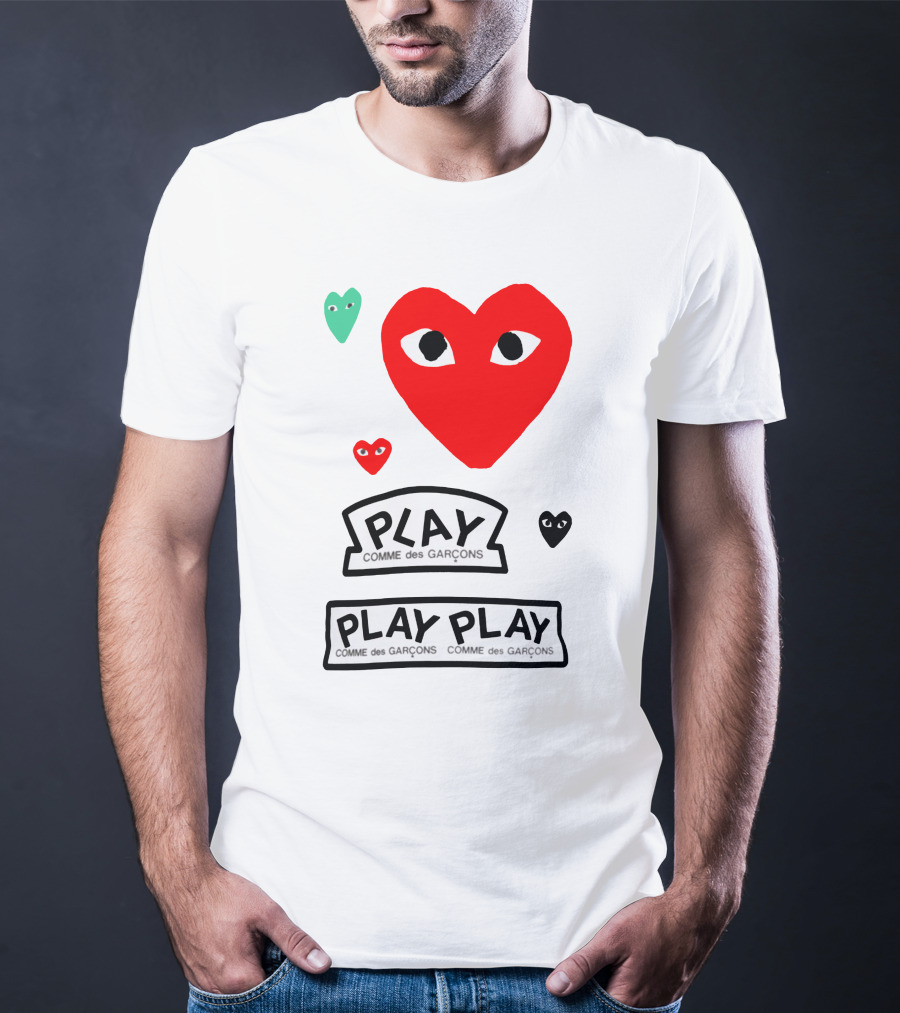 PLAY Comme Des Garçons Heart Faces T-Shirt