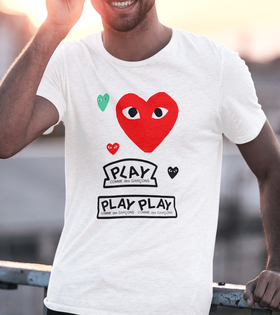 PLAY Comme Des Garçons Heart Faces T-Shirt