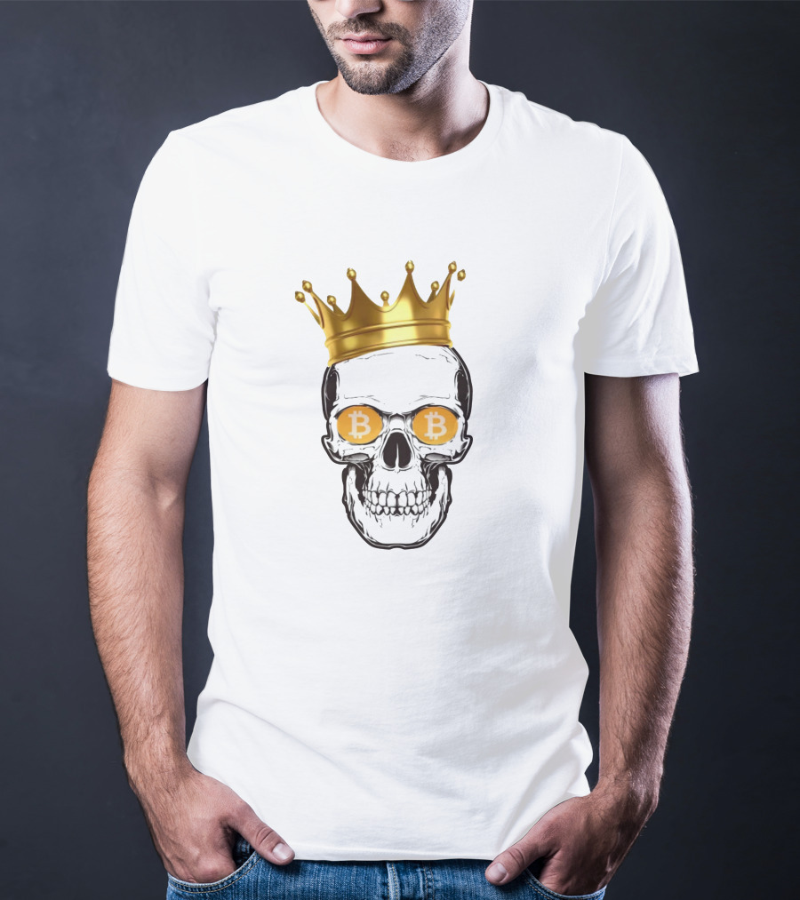 The King Of Bitcoin Skull With Crown And Bitcoin Eyes T-Shirt