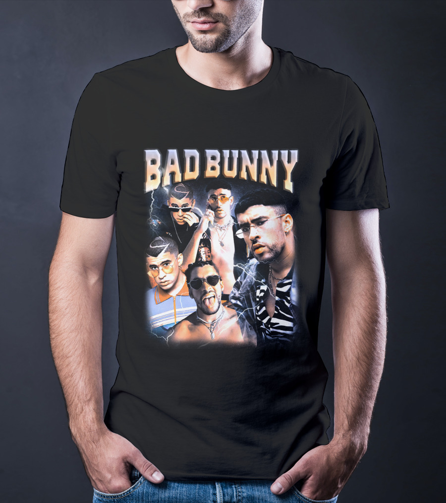 Bad Bunny Style Evolution Lightning Collage T-Shirt