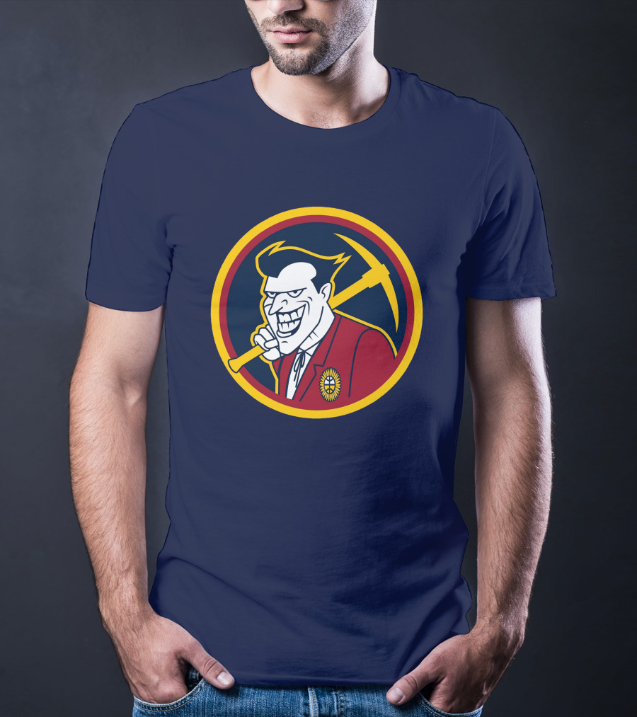 Denver Jokers NBA Parody Logo Icon With Villain Character And Pickaxe T-Shirt