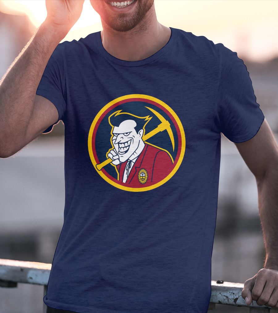 Denver Jokers NBA Parody Logo Icon With Villain Character And Pickaxe T-Shirt