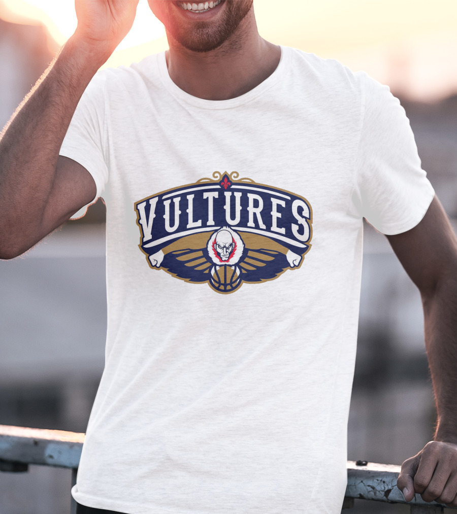 New Orleans Vultures Basketball Logo With Skull And Wings T-Shirt