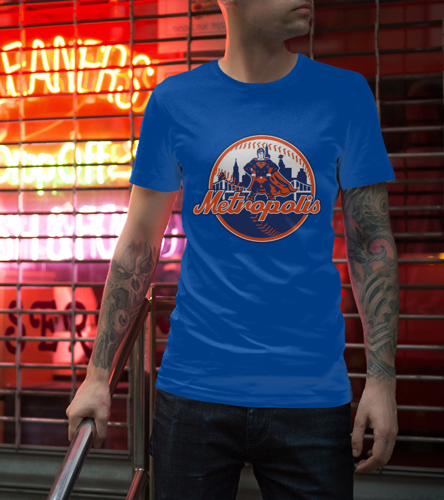 Metropolis Superman NY Baseball Skyline T-Shirt