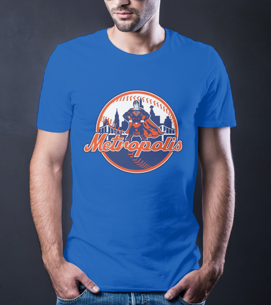 Metropolis Superman NY Baseball Skyline T-Shirt