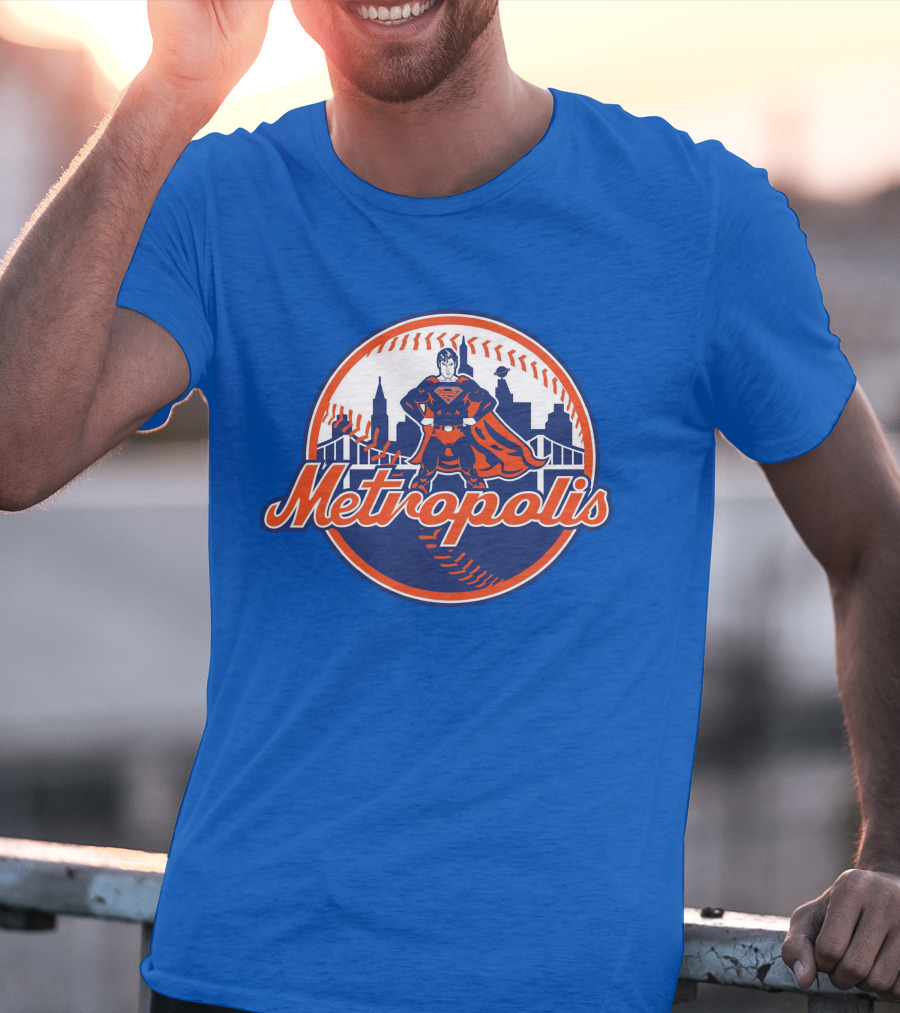 Metropolis Superman NY Baseball Skyline T-Shirt