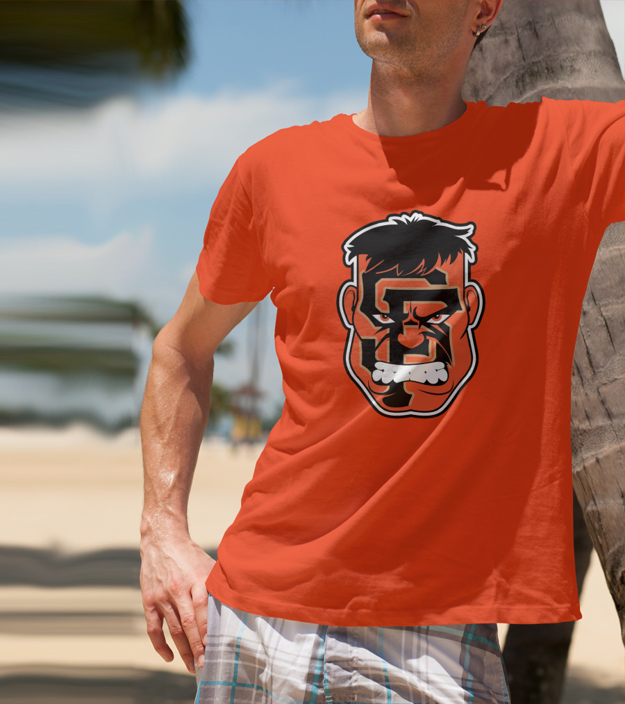 SF Giants Hulk Rage Face Orange T-Shirt
