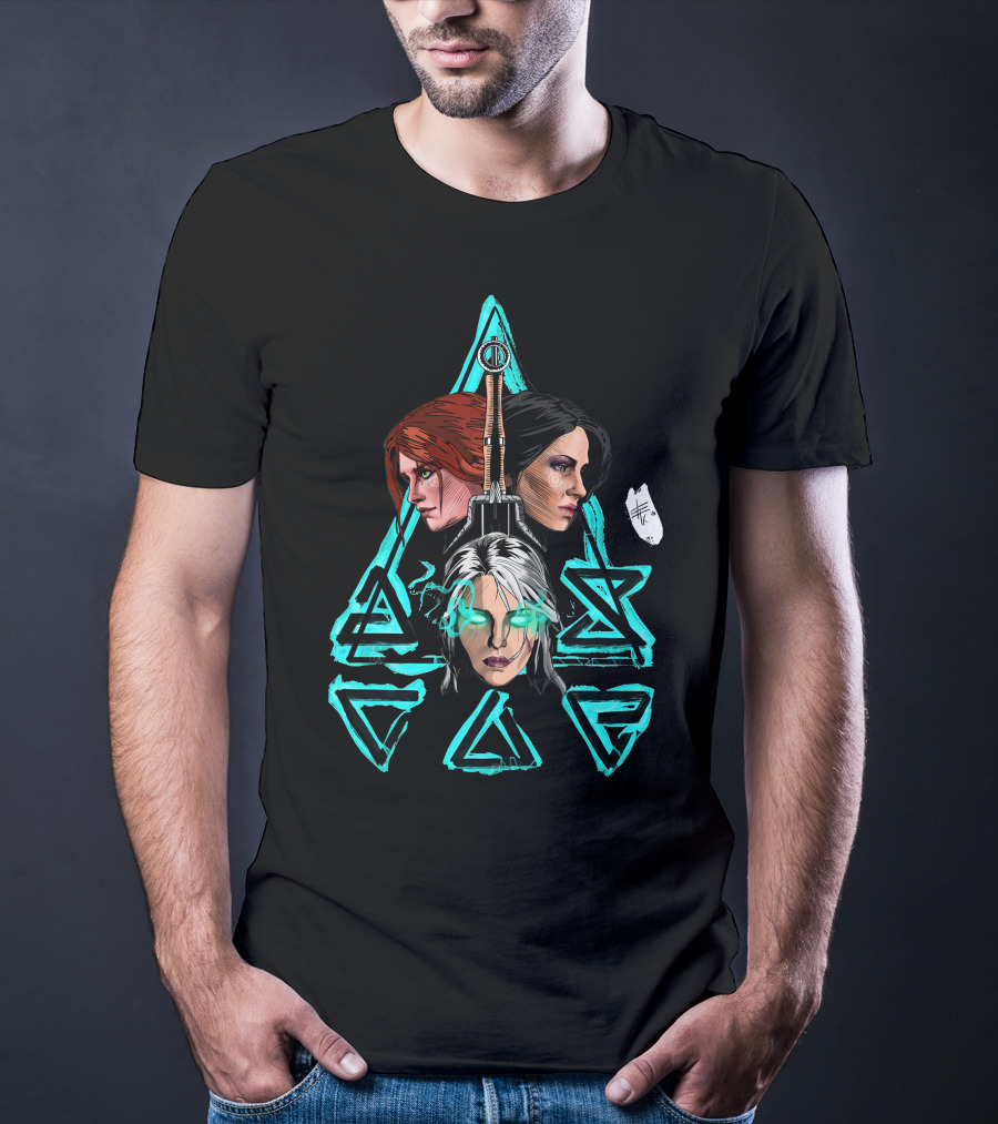 Geralt's Girls Glow Wild Hunt Witcher Triangle Warriors T-Shirt