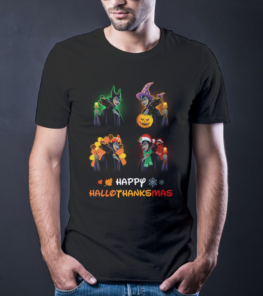 HAPPY HALLOTHANKSMAS MALEFICENT Halloween Thanksgiving Christmas T-Shirt