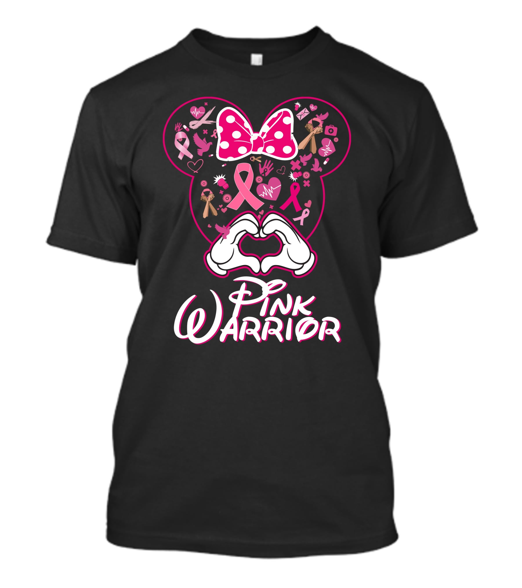 Pink Warrior Minnie Mouse Breast Cancer Awareness T-Shirt