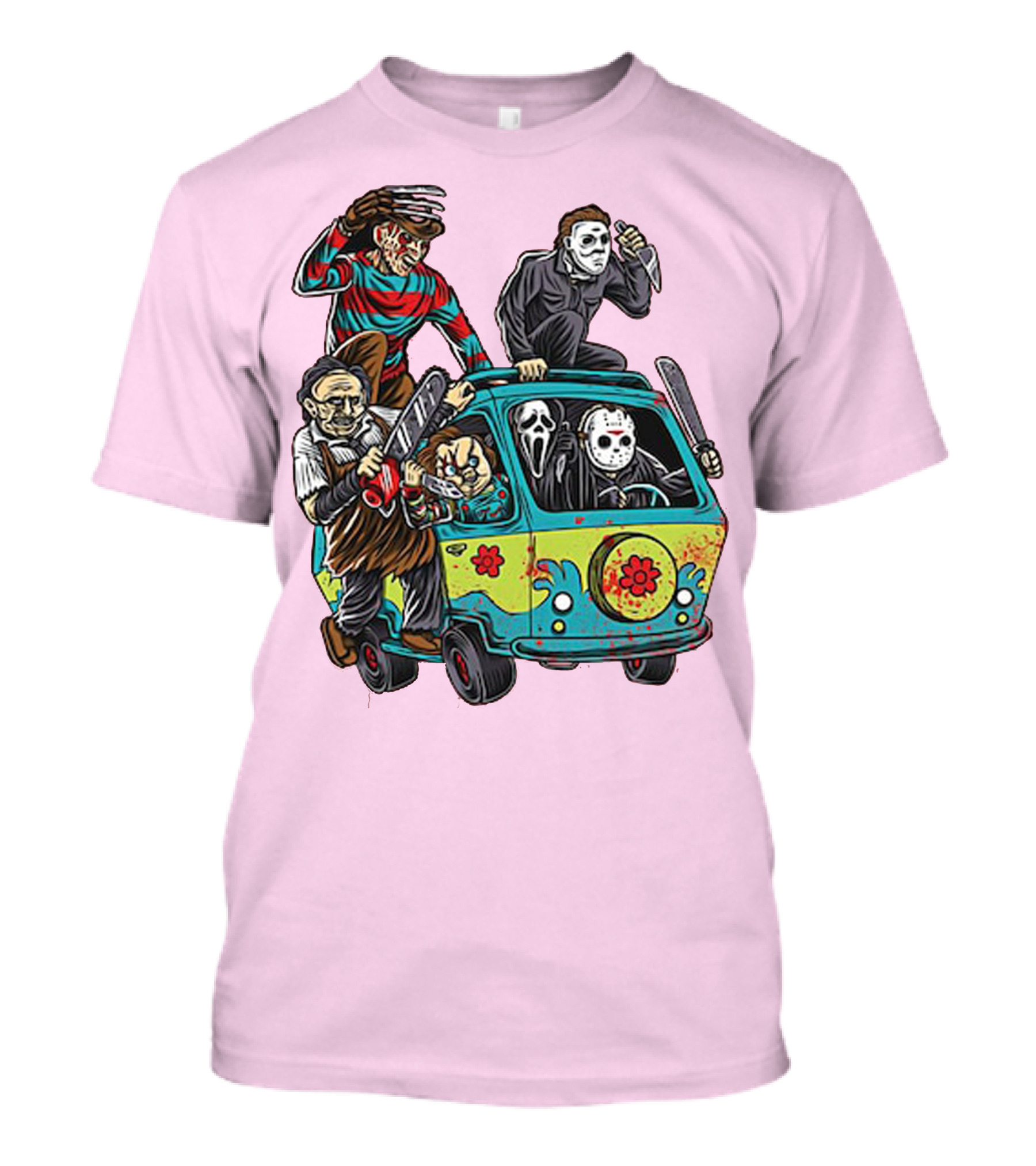 Freddy Jason Michael Leatherface Ghostface Massacre Machine Horror Movie Van T-Shirt