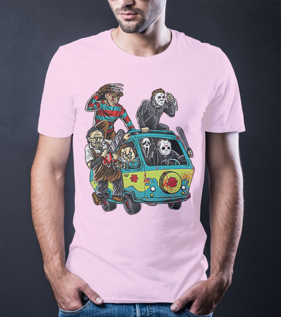 Freddy Jason Michael Leatherface Ghostface Massacre Machine Horror Movie Van T-Shirt