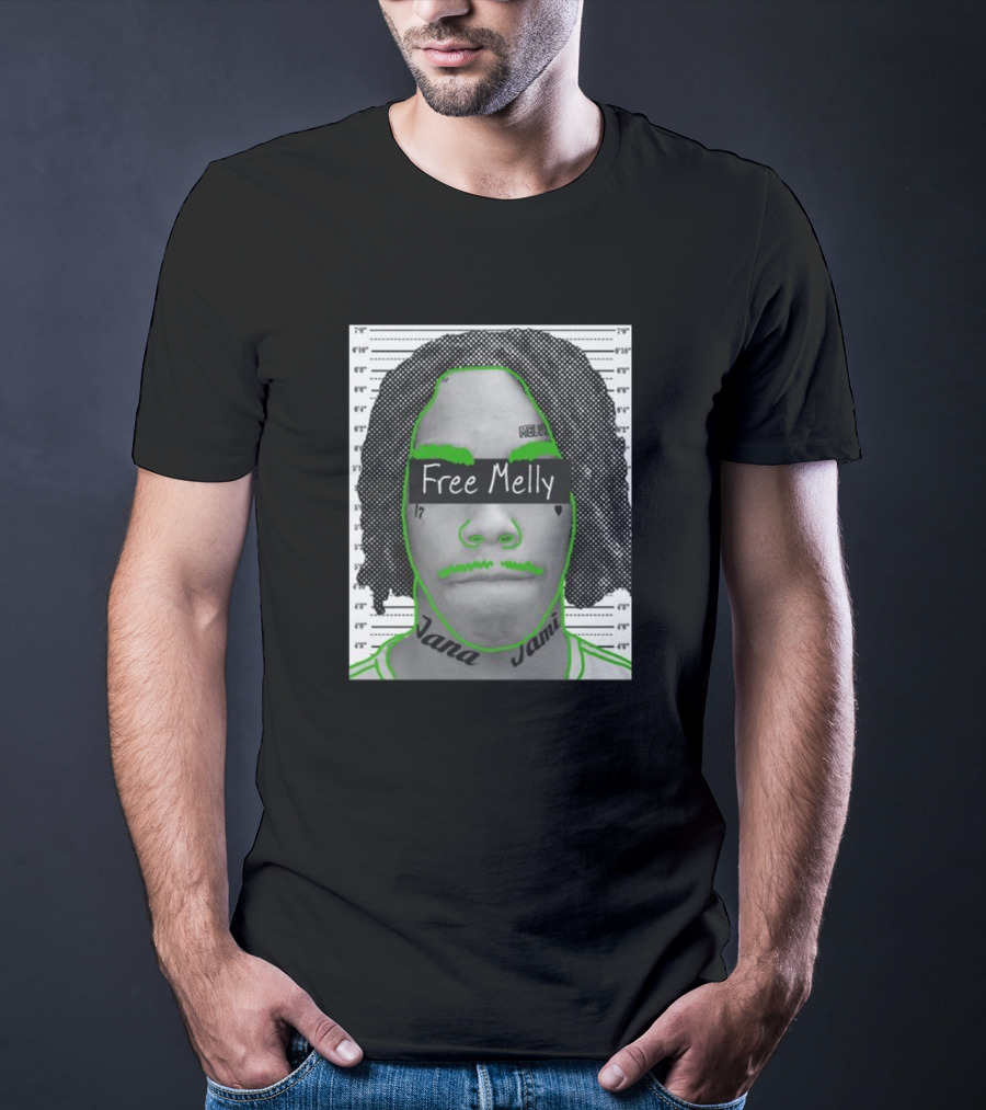 Free Melly Jana Jamell Green Outline Mugshot T-Shirt