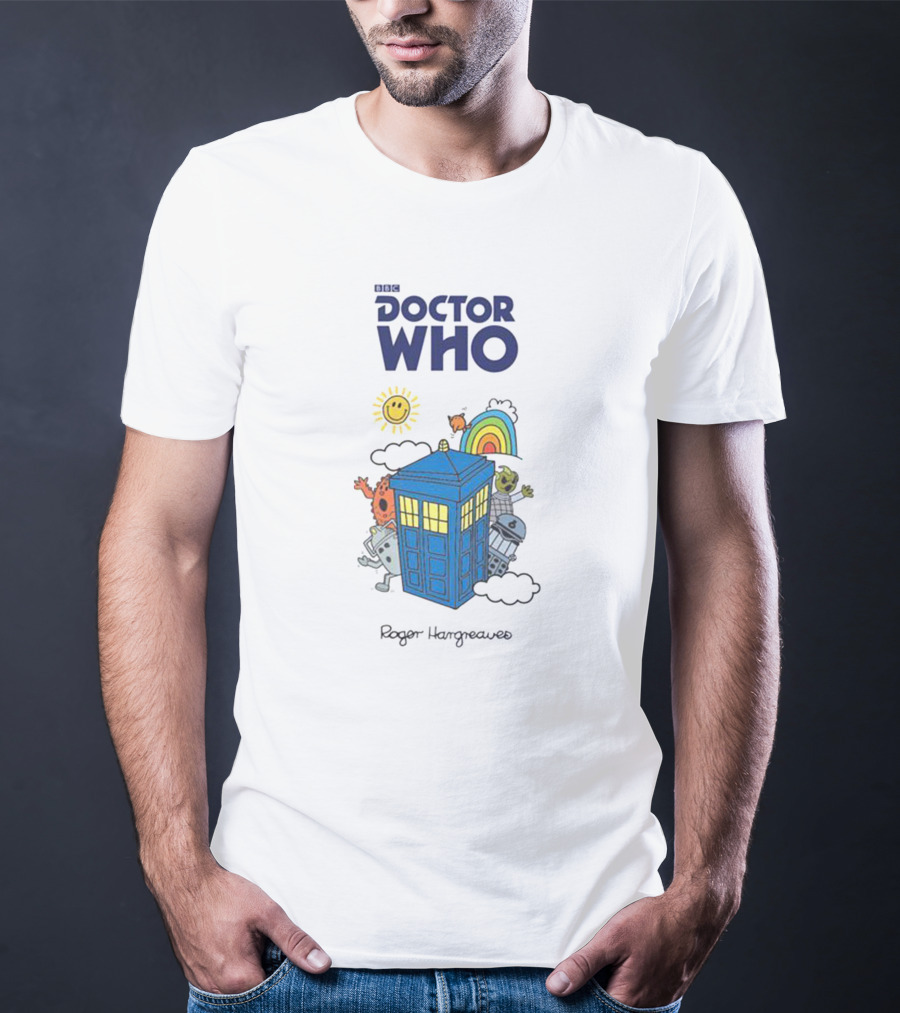 BBC Doctor Who Roger Hargreaves TARDIS Characters Rainbow Sun T-Shirt