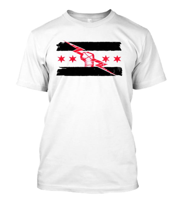 CM Punk I Was There Chicago Flag Lightning Fist T-Shirt