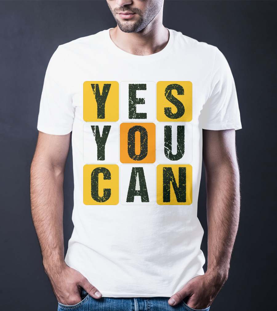 YES YOU CAN Motivation Yellow Orange Black T-Shirt