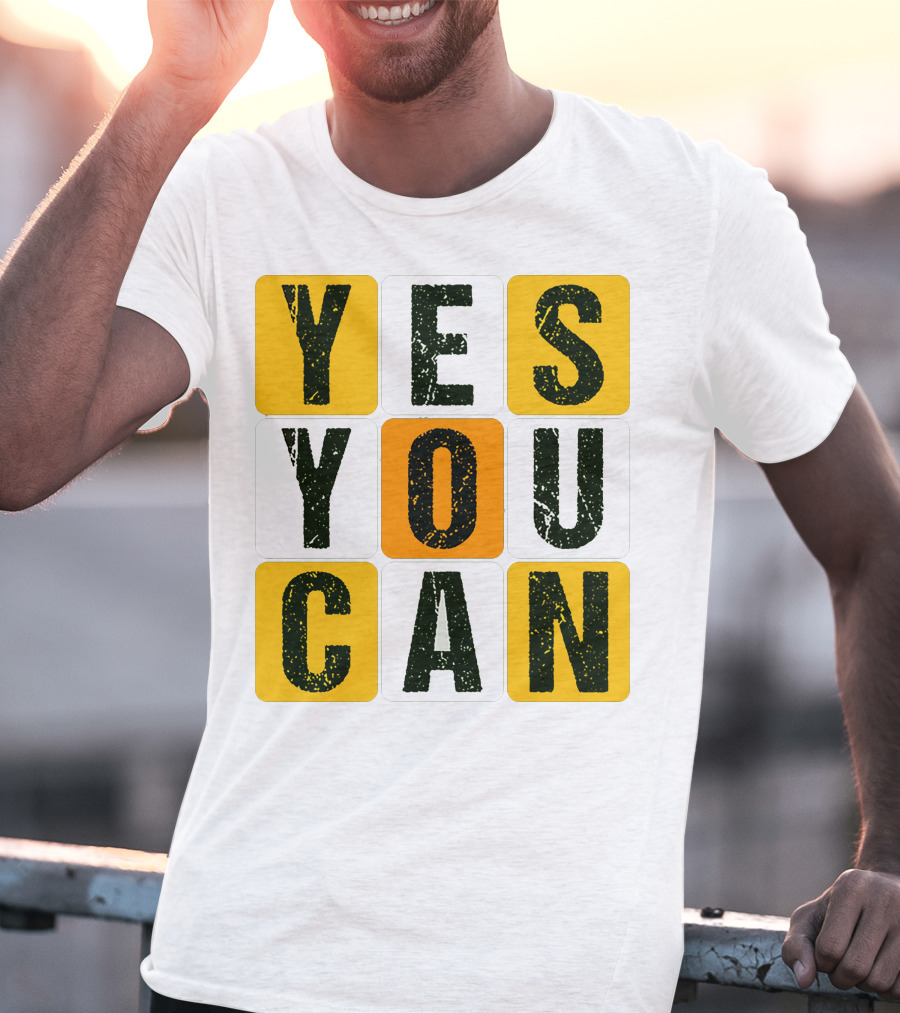 YES YOU CAN Motivation Yellow Orange Black T-Shirt
