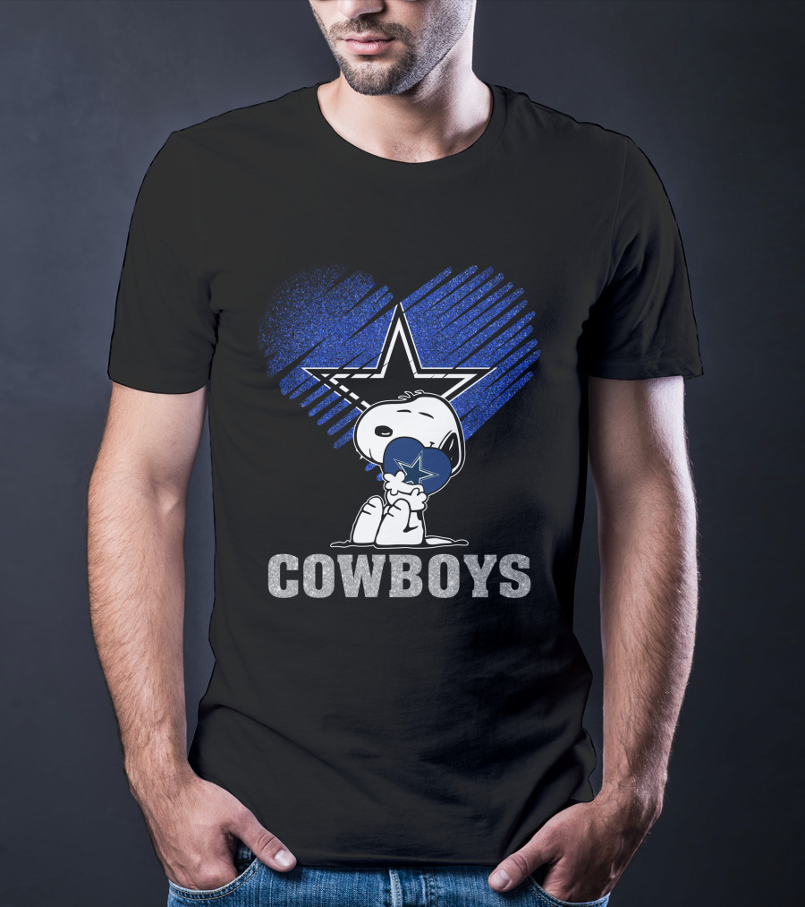Snoopy Hugging Heart Dallas Cowboys Star T-Shirt