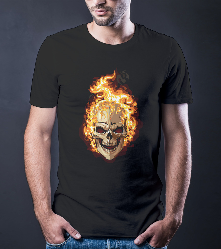 Ghost Rider Flaming Skull Iconic Visual Representation T-Shirt