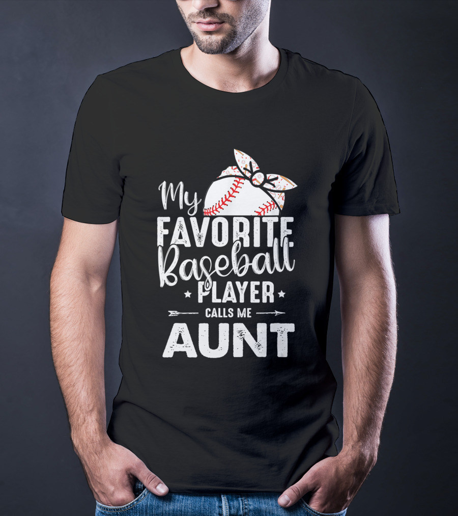 My Favorite Baseball Player Calls Me Aunt Batter Bow Tie T-Shirt