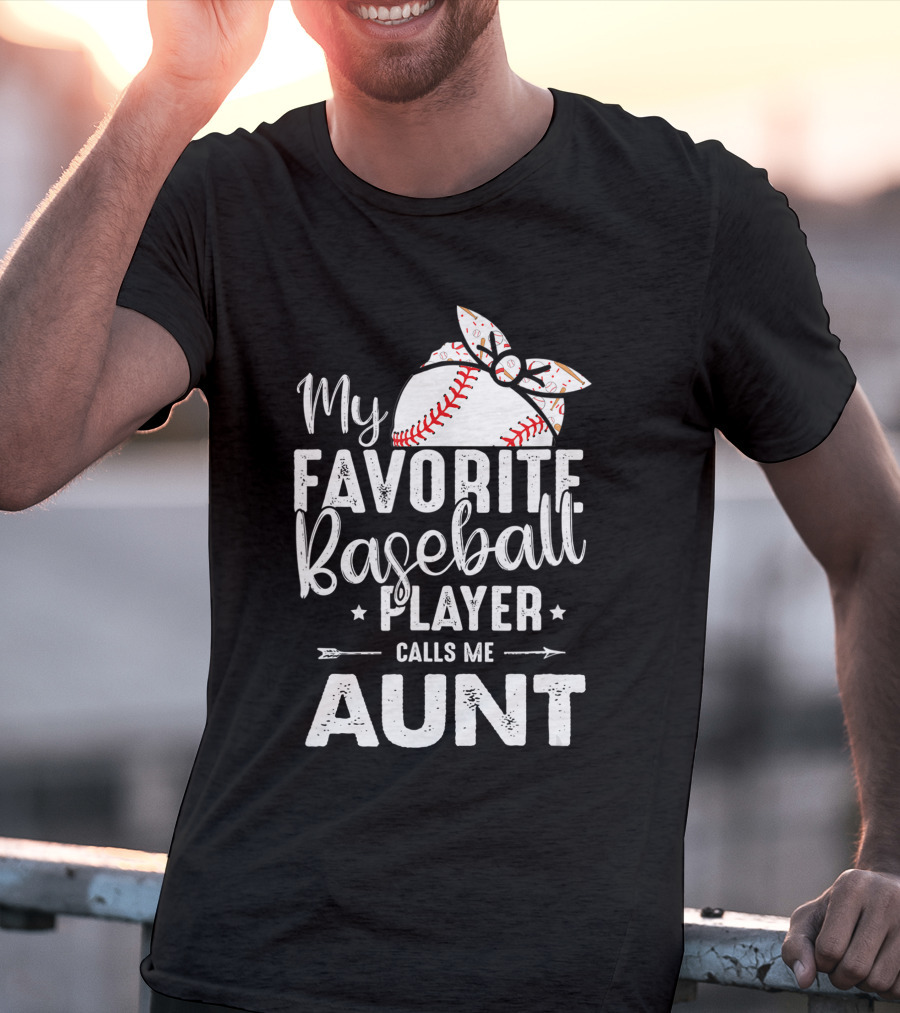 My Favorite Baseball Player Calls Me Aunt Batter Bow Tie T-Shirt
