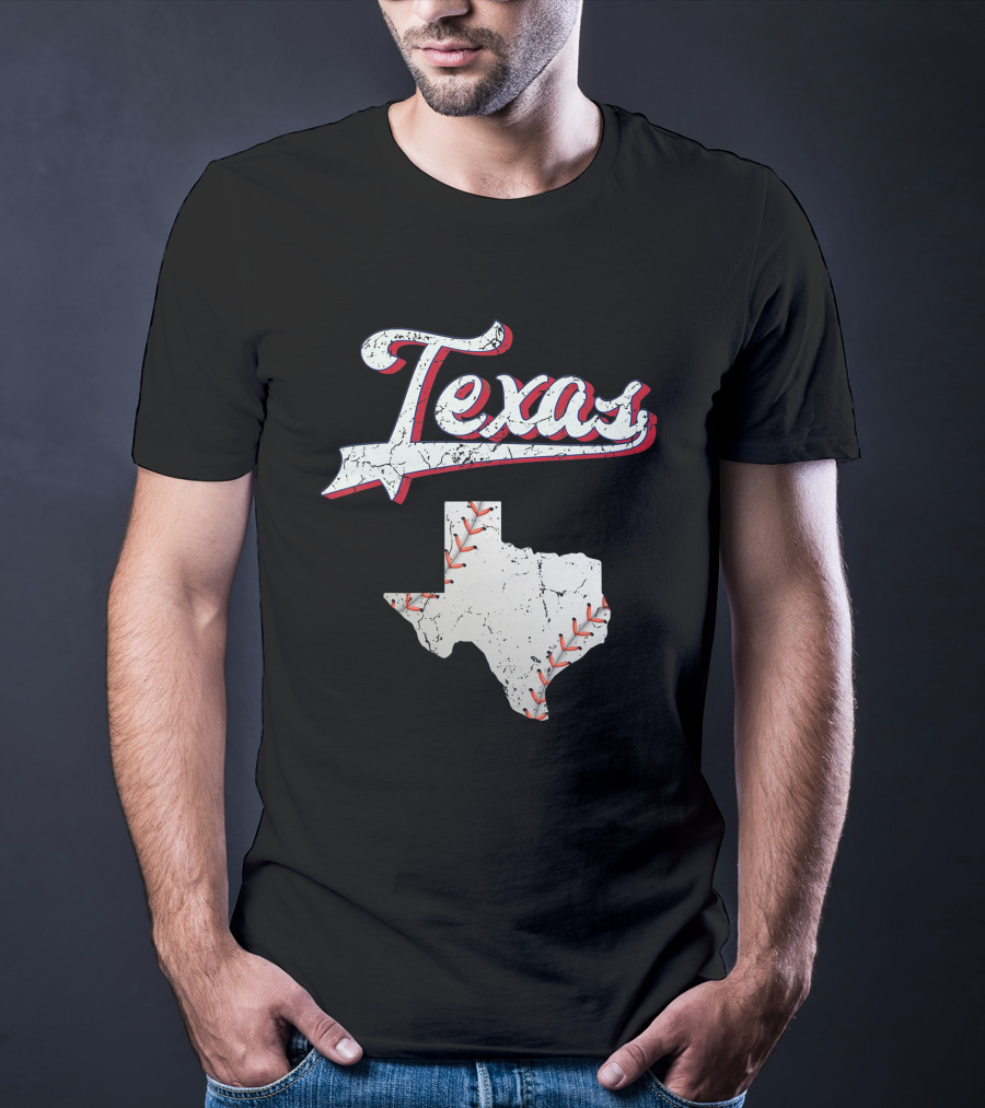 Texas Baseball Game Day Vintage Ranger Map T-Shirt